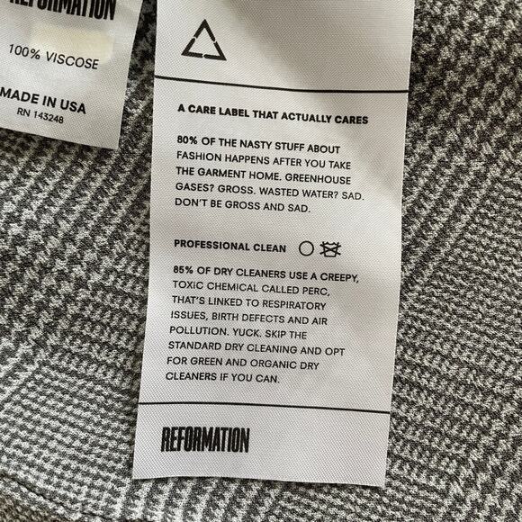 Reformation Wilder Mini Dress Aberdeen Grey White - Size 6 - Picture 11 of 11